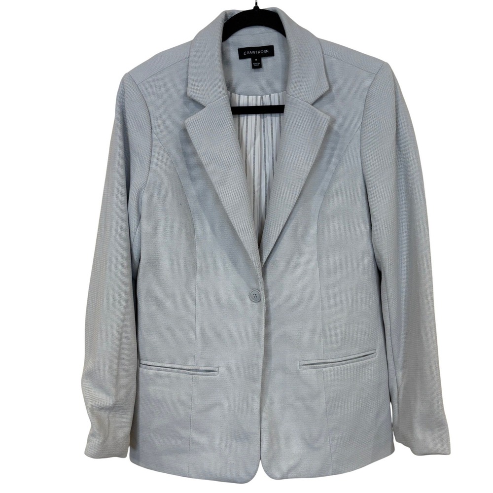 41 Hawthorn Blazer Womens Size M Light Blue Single Button Pinstripe Lined Office